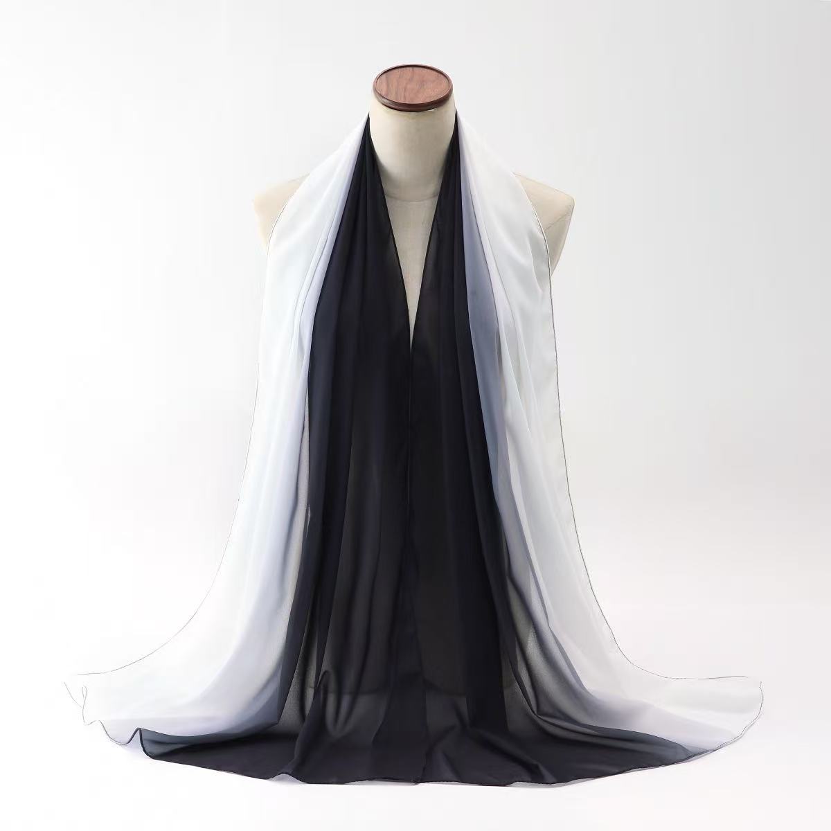 T2172 Summer new style solid color hot sale gradient Malay Indonesian cotton headscarf monochrome wide chiffon breathable scarf