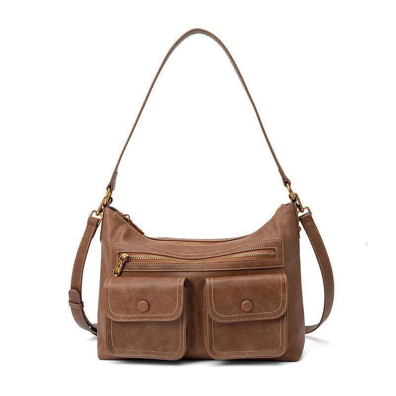 New Fashion Women PU Leather Underarm Versatile Double Pocket Tote High-End Large Capacity Single Shoulder Crossbody Bag 251027