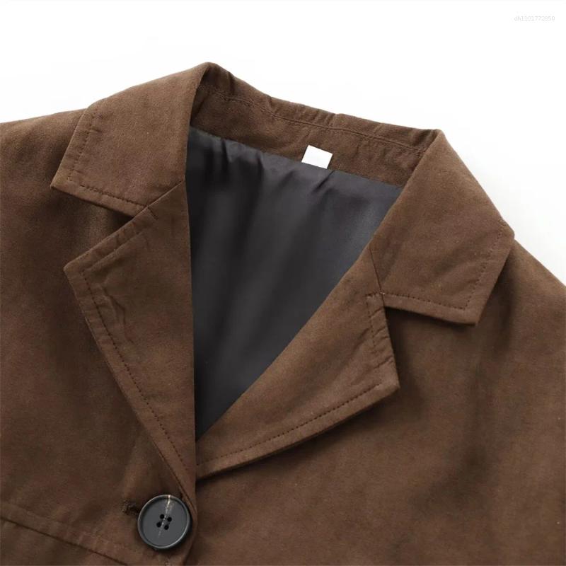 Women's Jackets Autumn European And American Style Versatile Old Money Brown Suede Leather Short Coat