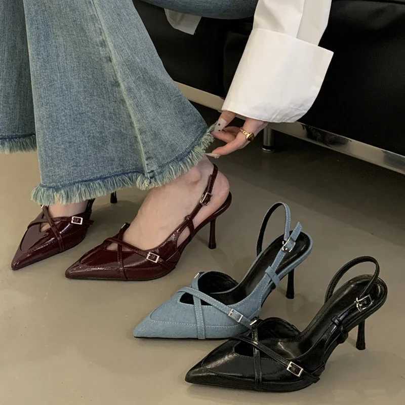 Street Style Sexy Buckle Strap Women Pumps Elegant Pointed Toe Thin High Heels Banquet Party Slingback Shoes SandalsXJ251027