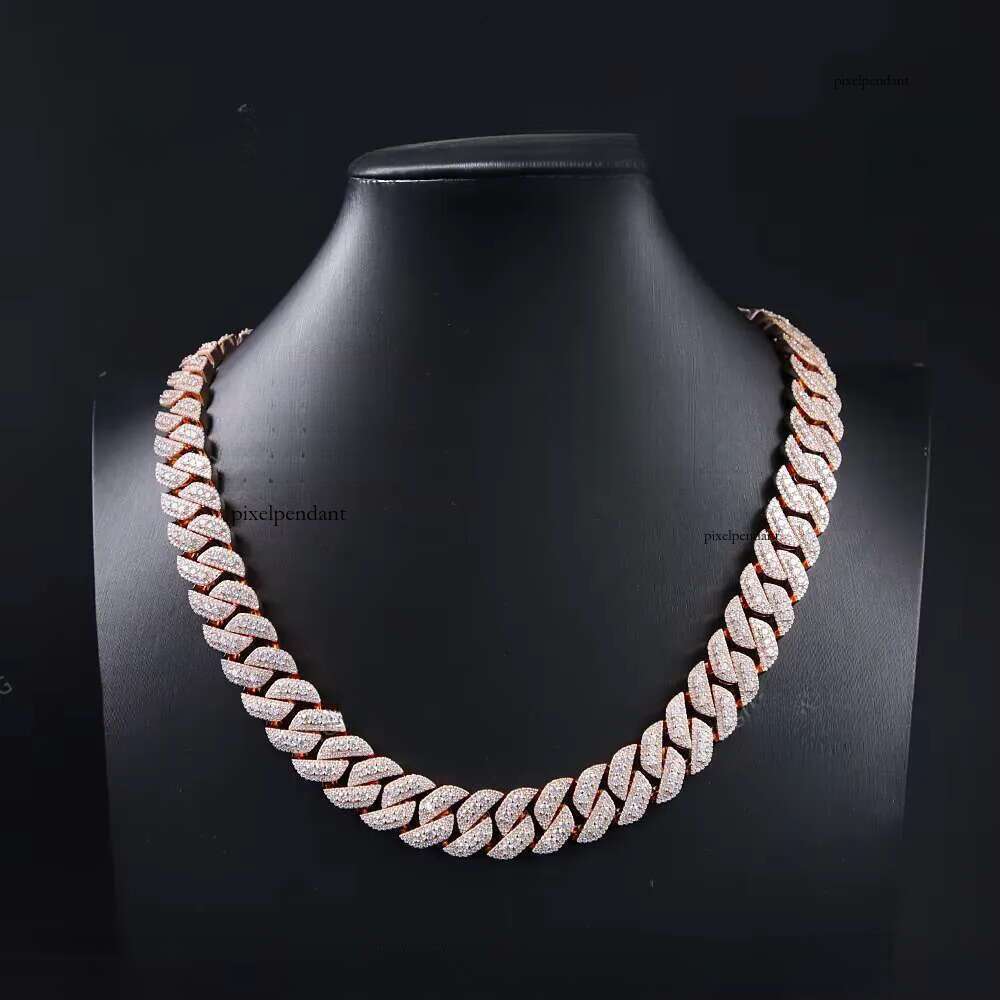 15-20mm Wide VVS Dia Necklace Bracelet Solid Sier Gold Moissanite Cuban Link Chain with GRA Certificate