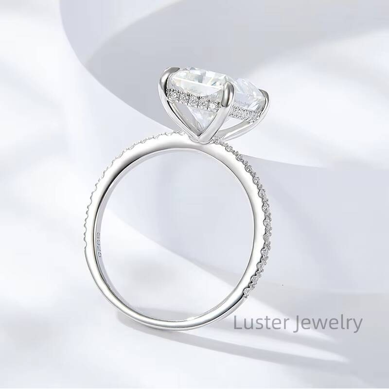 Luster 925 Silver White Gold Plated 4ct Radiant Moissanite Engagement Jewelry 10K 14K Gold Moissanite Ring With Certificate