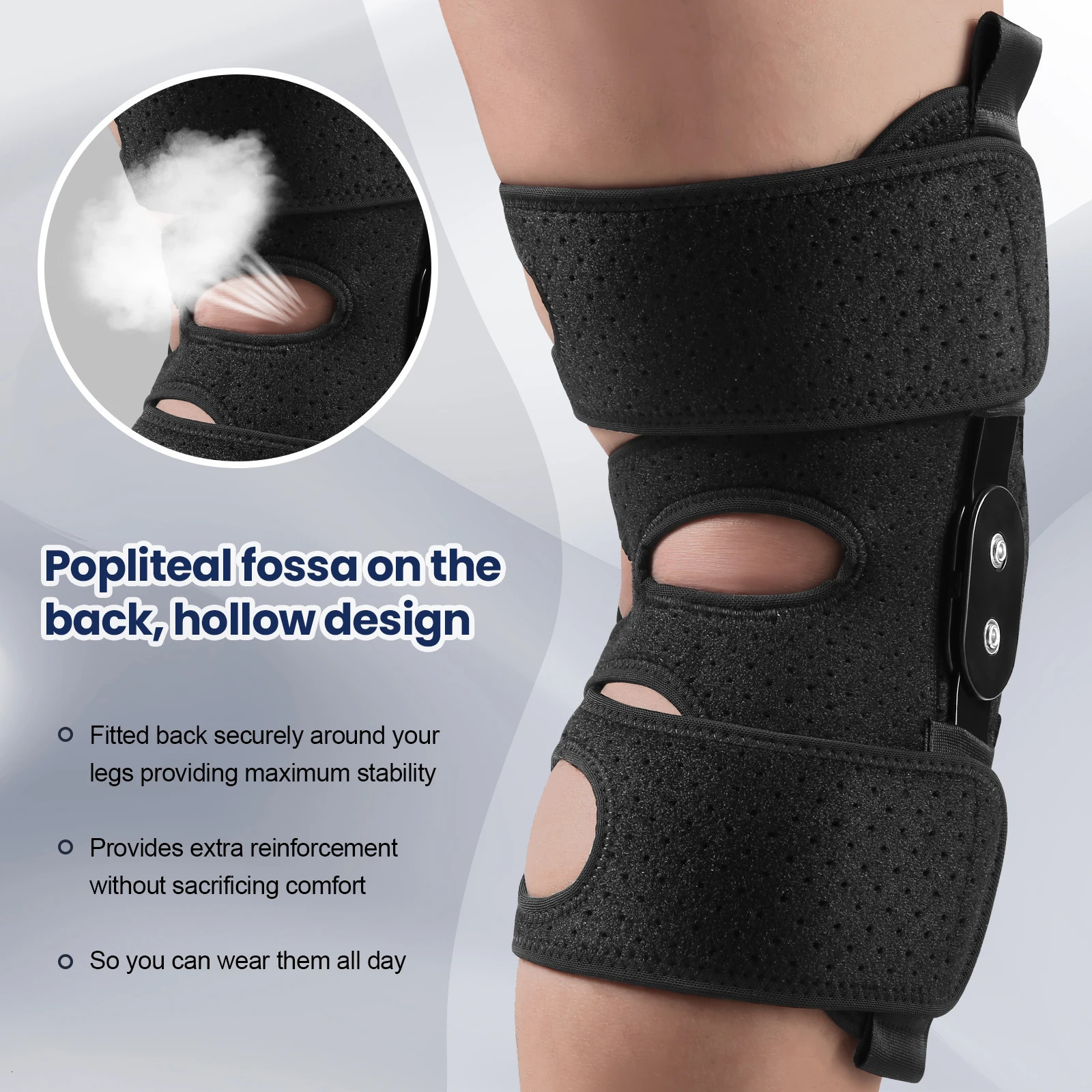 Hinged Knee Brace with Side Stabilizers Patella Gel Pads Knee Pain for Men Women Meniscus Tear Acl Mcl Injury Recovery 251023