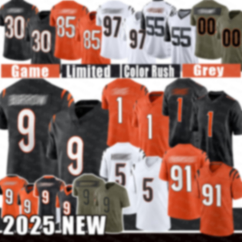 Tee Higgins Football Jerseys Man Joe Burrow Ja'Marr Chase Mike Gesicki Shemar Stewart Chad John Chase Trey Hendrickson Cam Taylor-Britt Evan McPherson 55 Logan