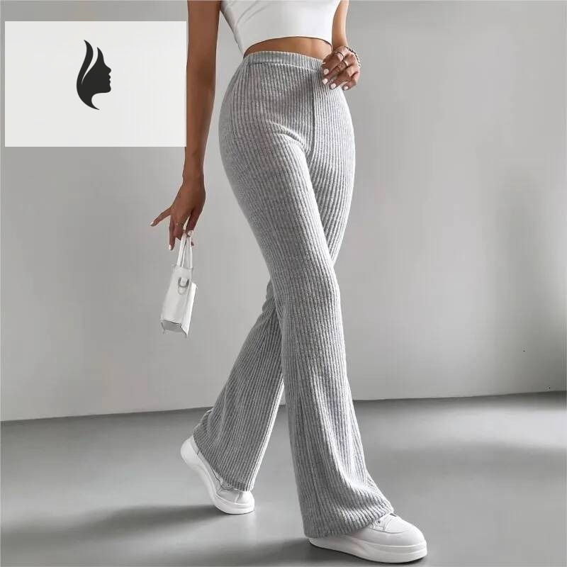 winter jacket women Casual Knitted Elastic Waist solid color Sports for Women in Autumn Winter Fashion and Elegant Versatile Slim Pants