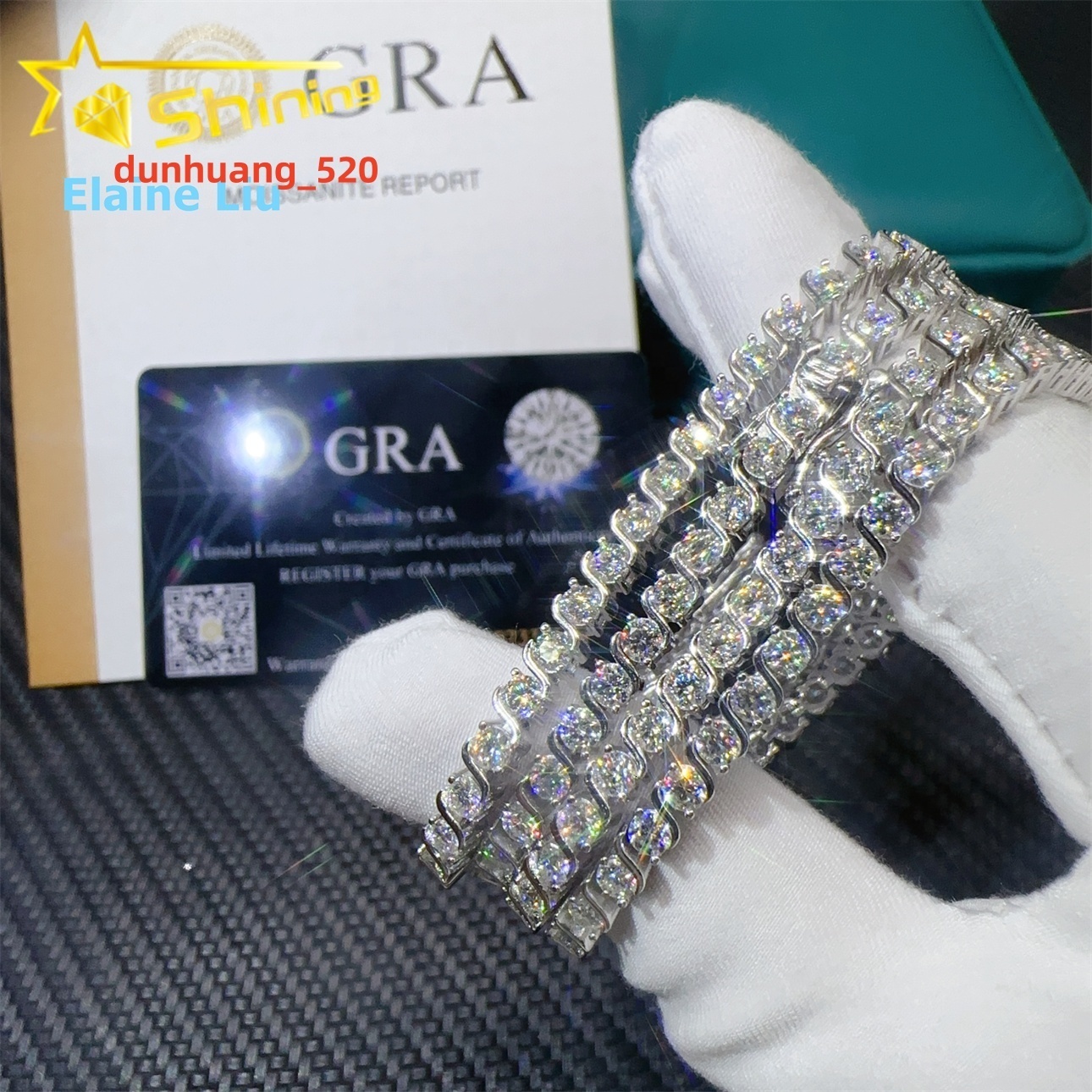 GRA Certificated Custom Hip Hop Fine Jewelry VVS Moissanite Bracelet Silver 925 Pass Diamond Tester Tennis Chain Bracelet
