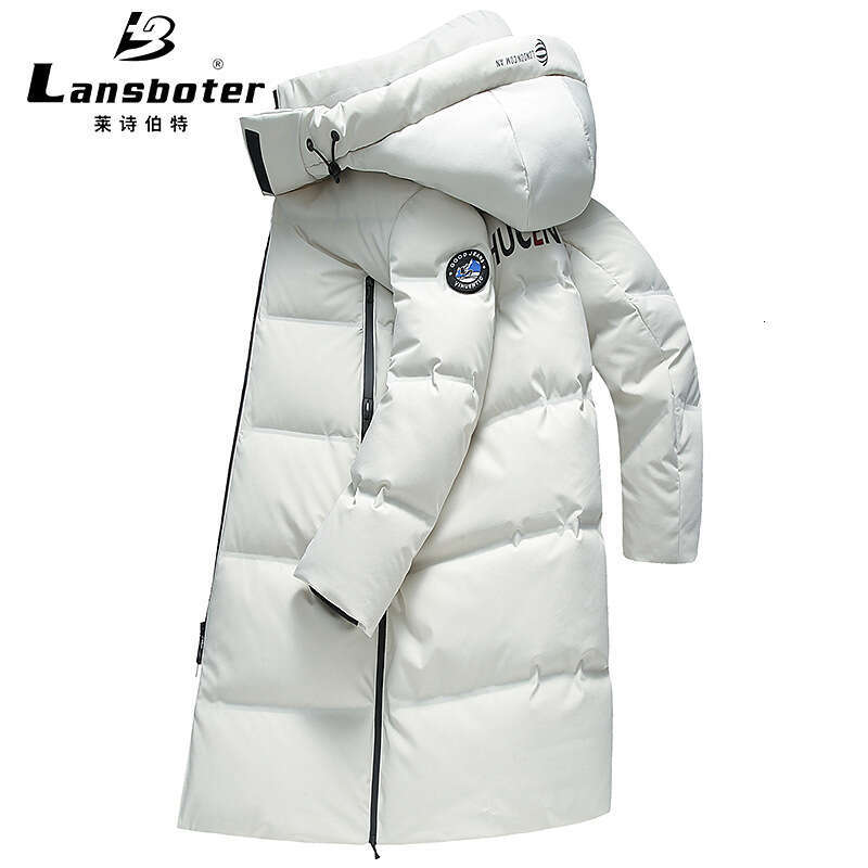 Simple European Style Winter Detachable Hood For Men, Thickened Over-The-Knee Long Youth Extreme Cold Jacket Outdoor Down Coat