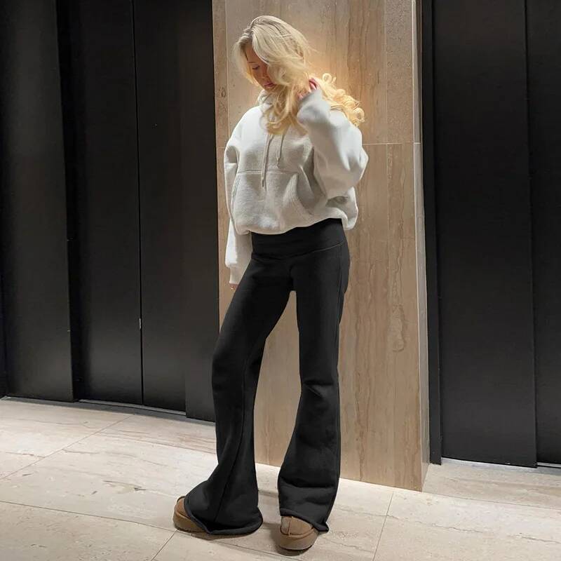 winter jacket women Elegant Solid Basic Flare Pants Fashion Women Low Waist Elastic Y2K Hot Girl Autumn 2025 New SweatPant Chic Streetwear Trousers