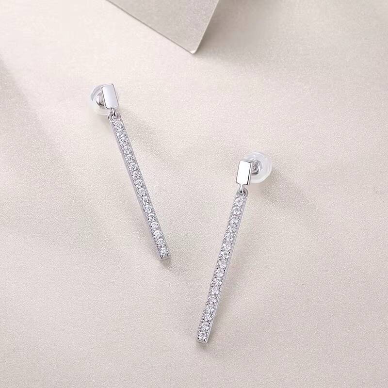 Fashion S925 Sterling Silver Ladies Fine Accessories Female Mutigems Earrings Moissanite Women Stick Earrings