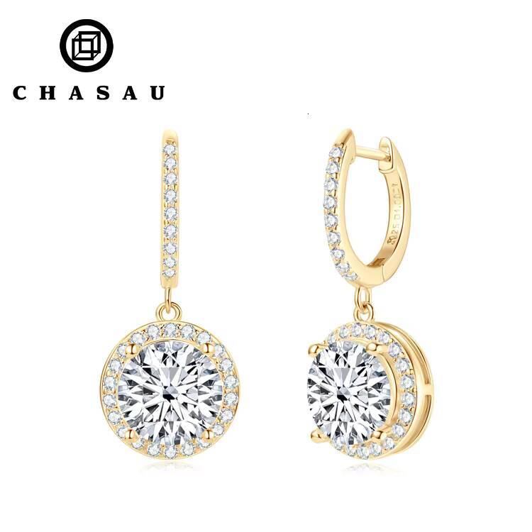 GRA Certificated 1ct 2ct 3CT Moissanite 925 Sterling Silver VVS1 Moissanite Hoop Drop Halo Earrings for Women