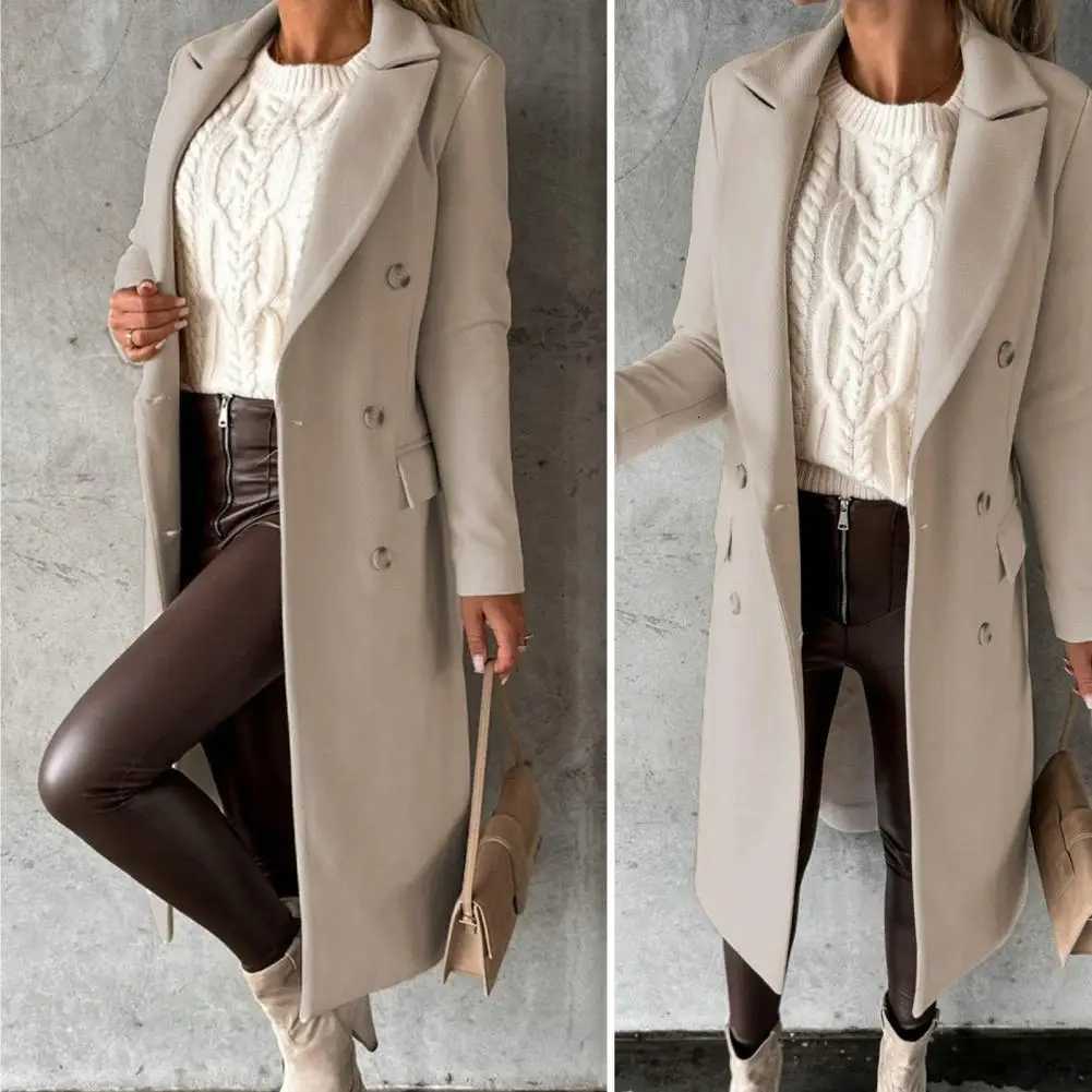 Woolen Outerwear Autumn Winter Female Overcoat Elegant Streetwear Stylish Lapel Buttons Woolen Coat Outerwear M251027