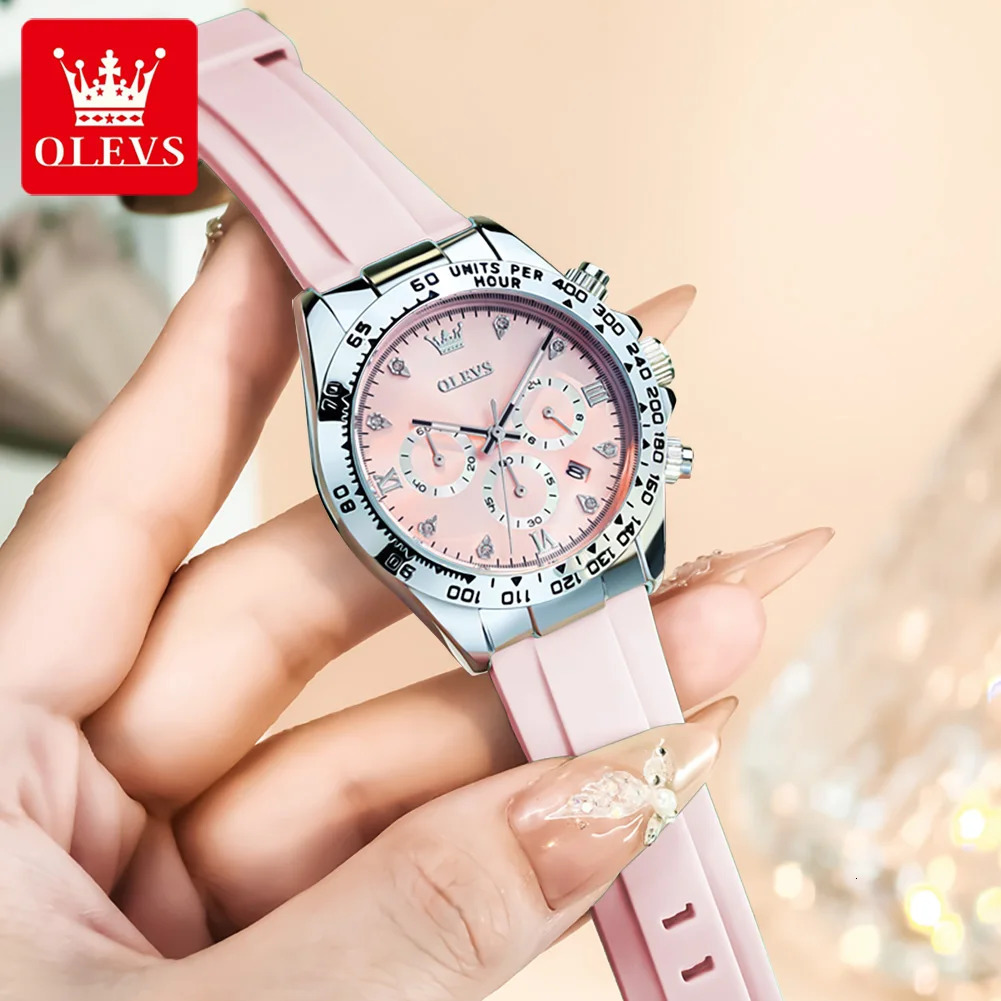 OLEVS 5618 Woman Watch Silicone Strap Original Quartz Watch for Women Auto Date Waterproof Chronograph Ladies Clock 251021