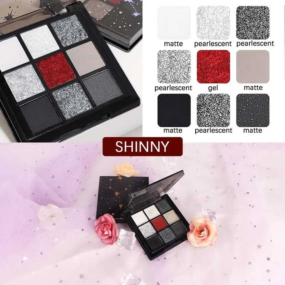 Black Red Punk Smoked 9 Colors Eyeshadow Palette Waterproof Glitter Pearl Cold Dark Color Makeup Lasting EyeshadowXJ251027