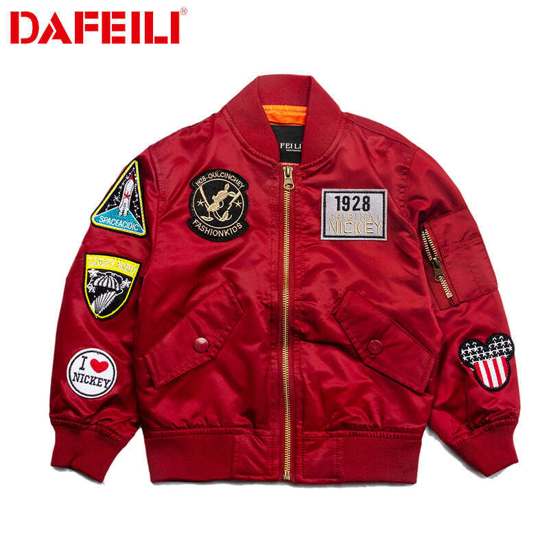 Spring Autumn Children's Boys and Girls Bomber MA-1 Embroidered Casual Outdoor Windproof Waterproof Baseball Jacket Trendy