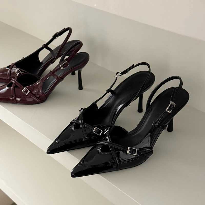 Ladies High Heels New Fi Buckled Slingback Sandals 2025 Summer Sexy Pointed Toe Stiletto Heels Casual Party Dress ZapatosXJ251027