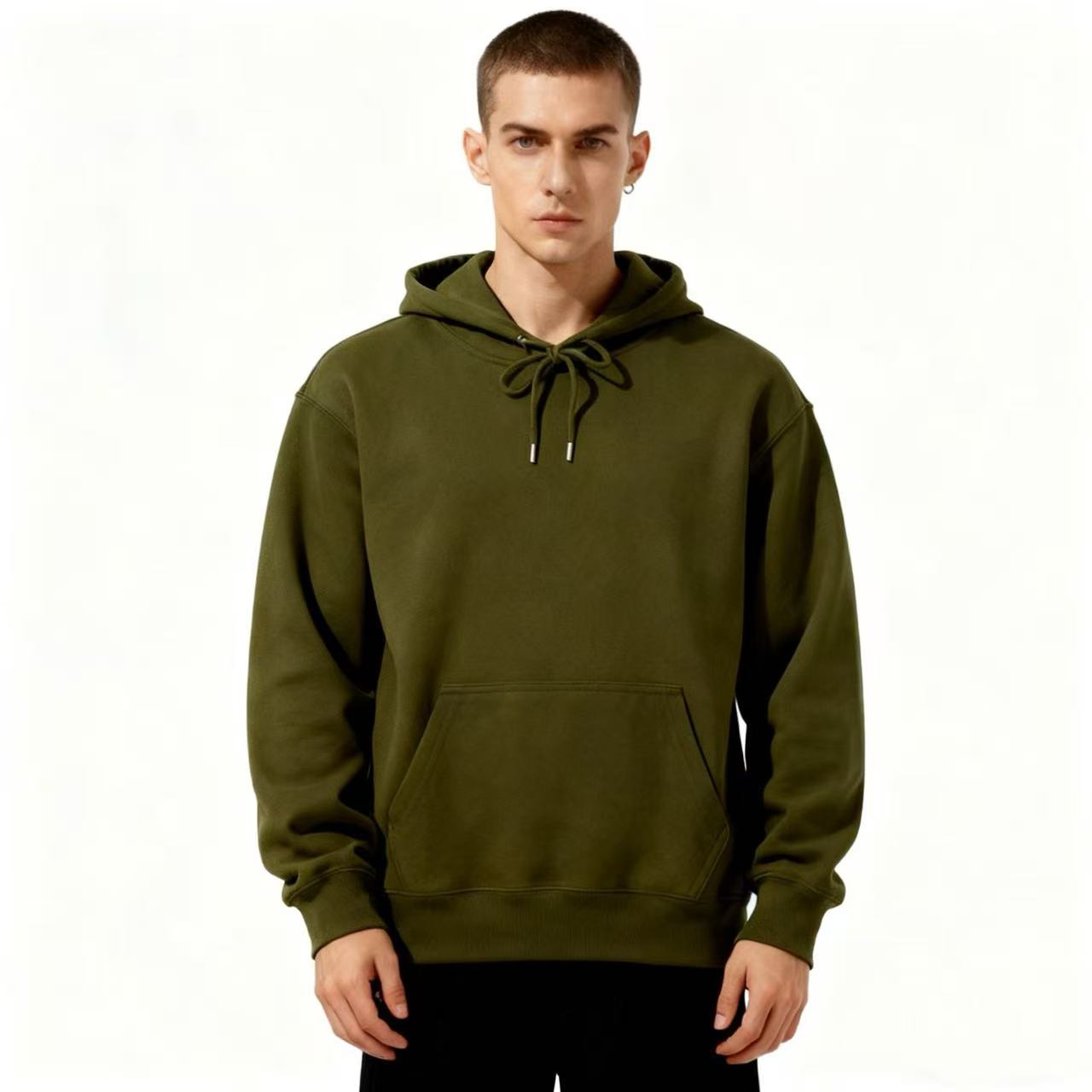 Men's Hoodies & Sweatshirts cotton loose fit oversize drop shoulder hooded sweatshirt autumn winter casual pure long sleeve breathable daily wear
