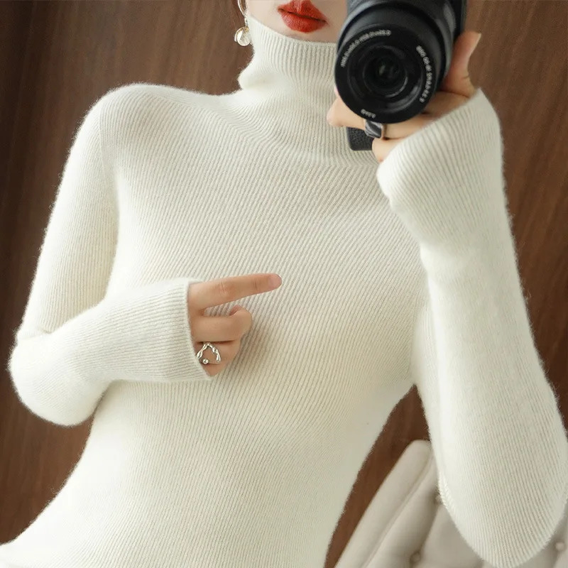 Women Sweater Turtleneck Slim Pullovers Autumn Winter Warm Bottoming Shirts Jumpers Basic High Strecth Fashion Korean Knitwear 251027