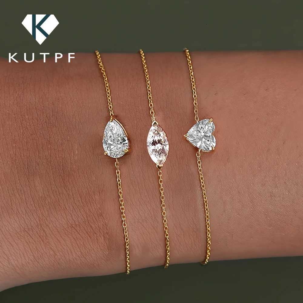 PearMarquise Cut Solitaire Moissanite Diamond Bracet for Wen S925 Silver Plated 18k Gold Wrist Chain with CertificateW251027