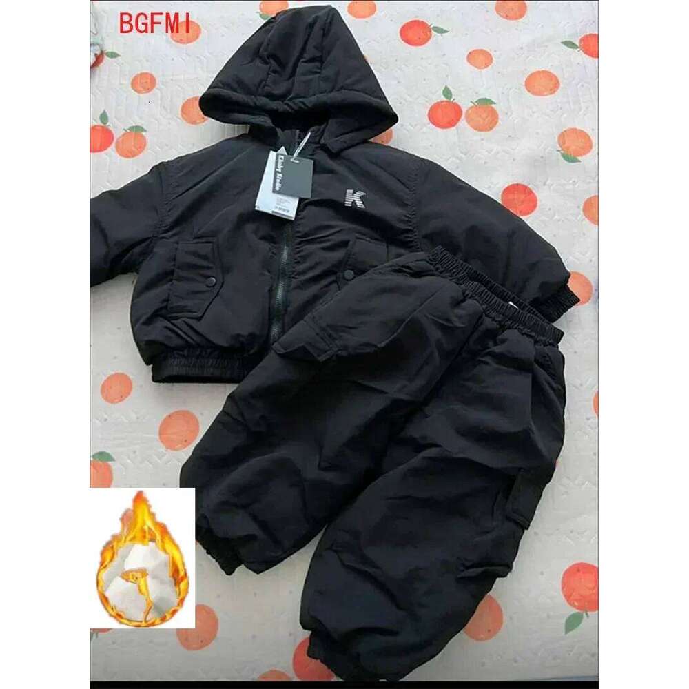 Winter Coat For Kids Boys Hood Outerwear 2025 New Children's Clothing Thick Keep Warm Top And Bottom Two-Piece Set 2-10Y Outfits