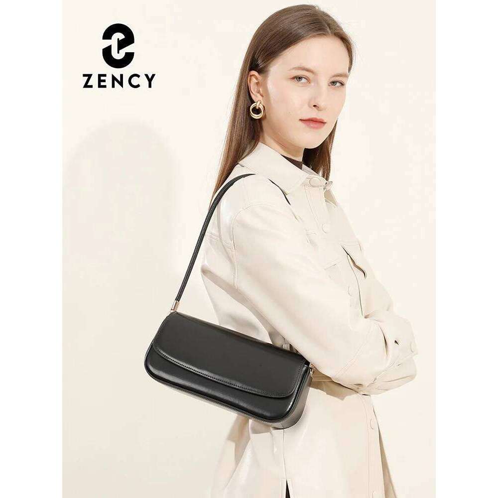 Zency Black Designer Underarm Ladies Handbag Premium Leather Shoulder French Style Flap Sac Bride's Bag