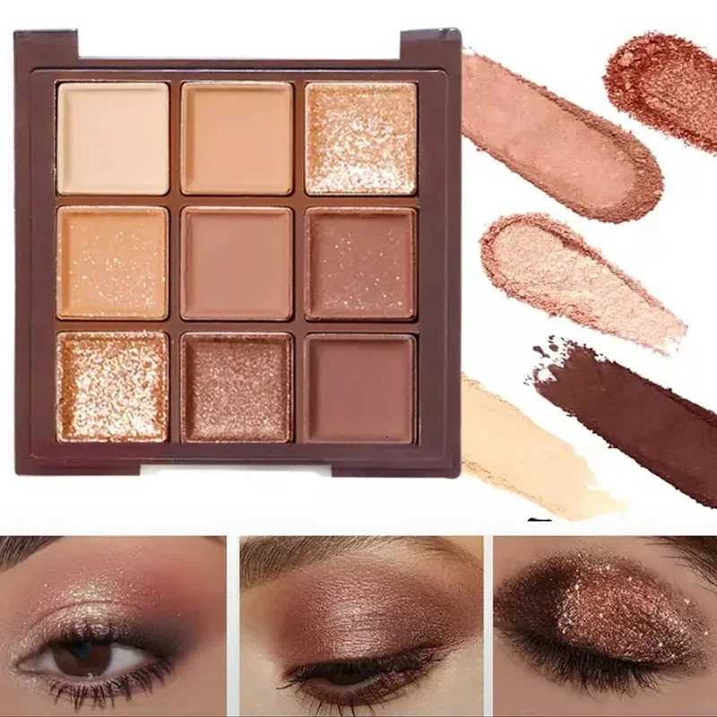 Chocolate Eyeshadow Palette 9 Colors Pearlescent Matte GlitterShimmer Comprehensive Eye Makeup for Creating Various Eye LooksXJ251027