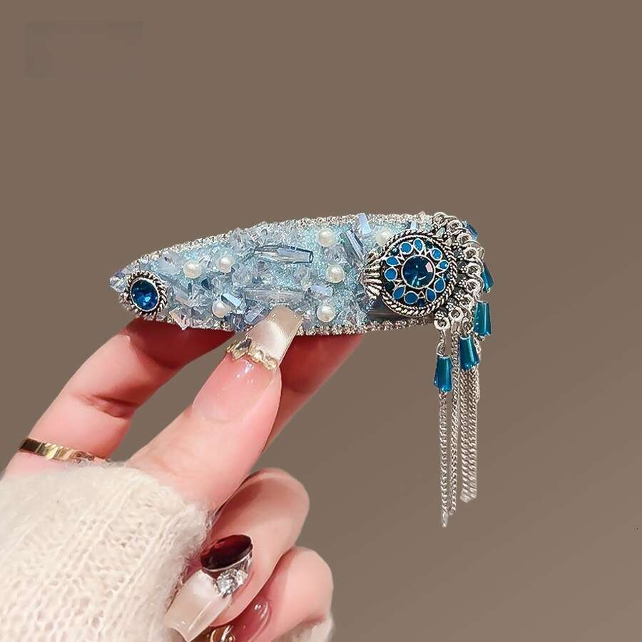 2025 New Flower Tassel Fashionable Crystal Side Bangs Pearl BB Clip Hairpin Hair Accessory