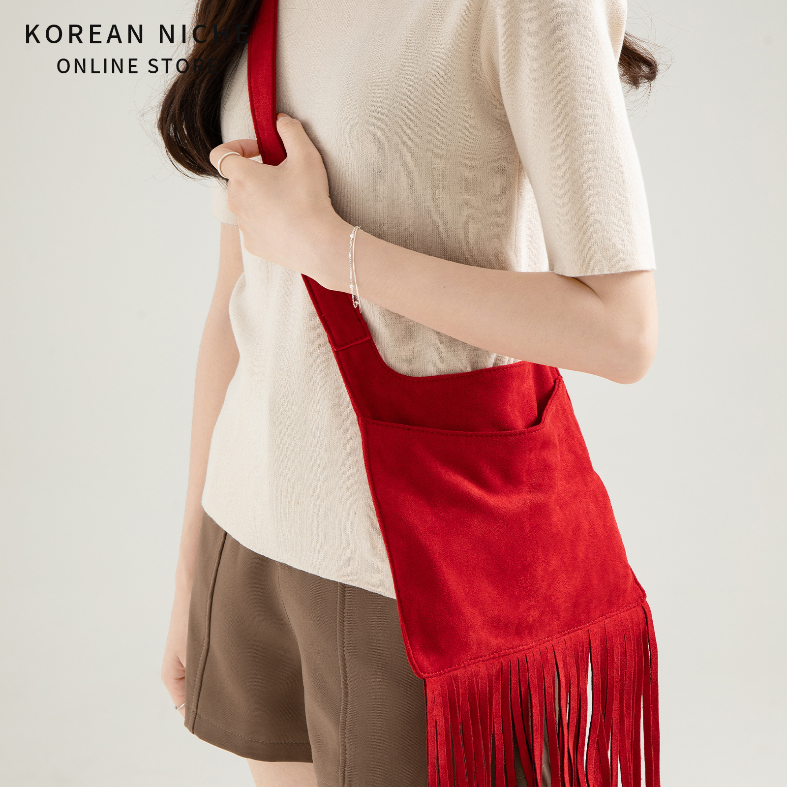 Designer fashion retro tassel bag autumn and winter new suede shoulder crossbody bag