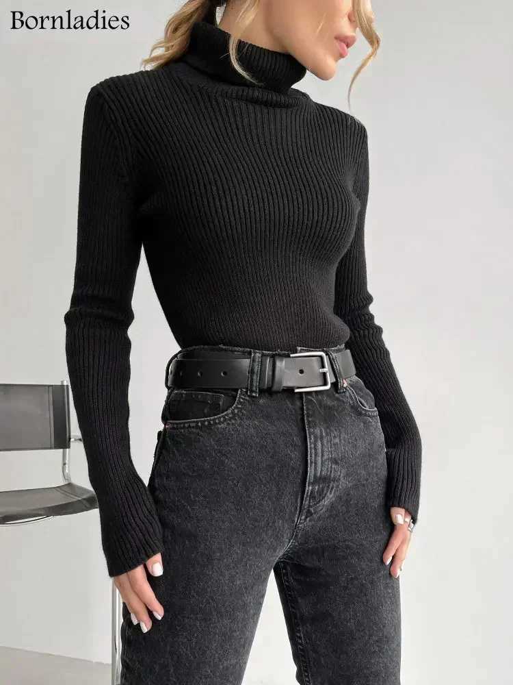 Bornladies Basic Turtleneck Women Sweaters Autumn Winter Tops Slim Women Pullover Knitted Sweater Jumper Soft Warm PullT251027