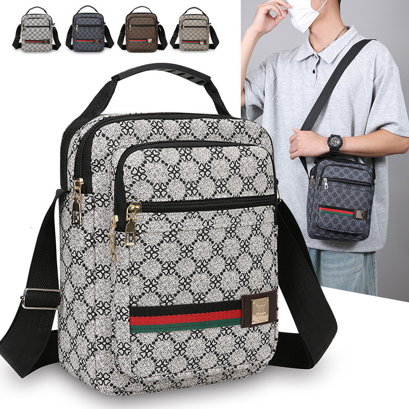 Designer luxury Fashionable Printed Men's Single Shoulder Bag, Light Luxury Texture, Versatile Commuter Handbag, Multi-layer Casual Simple Crossb