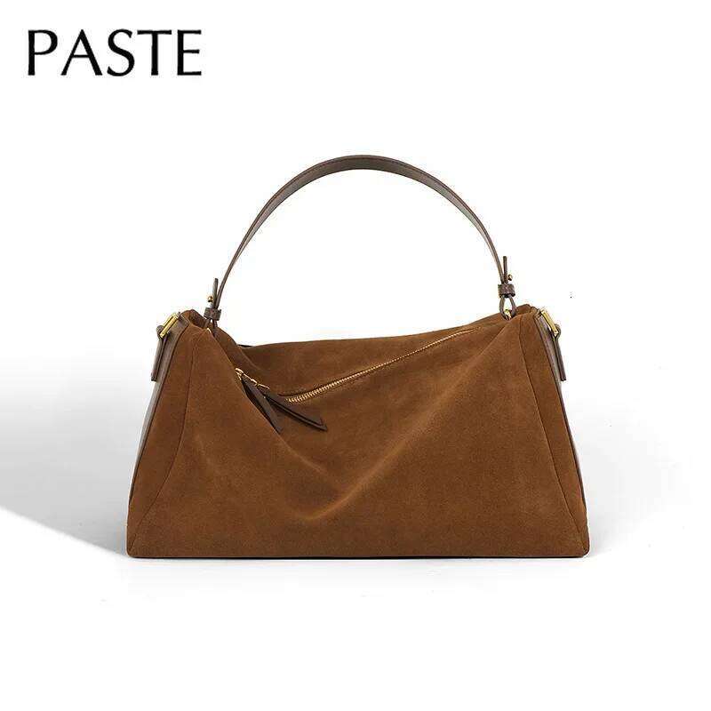 Designer Luxury New Winter Matte Suede Cow Leather Women Shoulder Messenger Bags Caramel High Quality Large Travel Tote Ladies Handbag