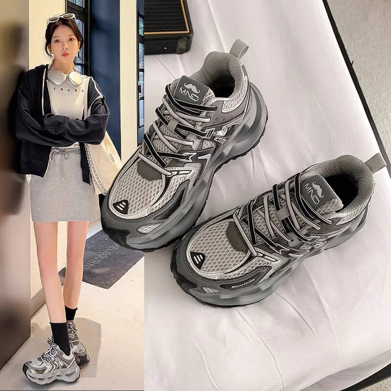 Mirinda Four Seasons Thick-Soled Height-Increasing Shock-Absorbing Dad Shoes for Men and Women Lightweight Comfortable Casual Trendy Versatile Shoes