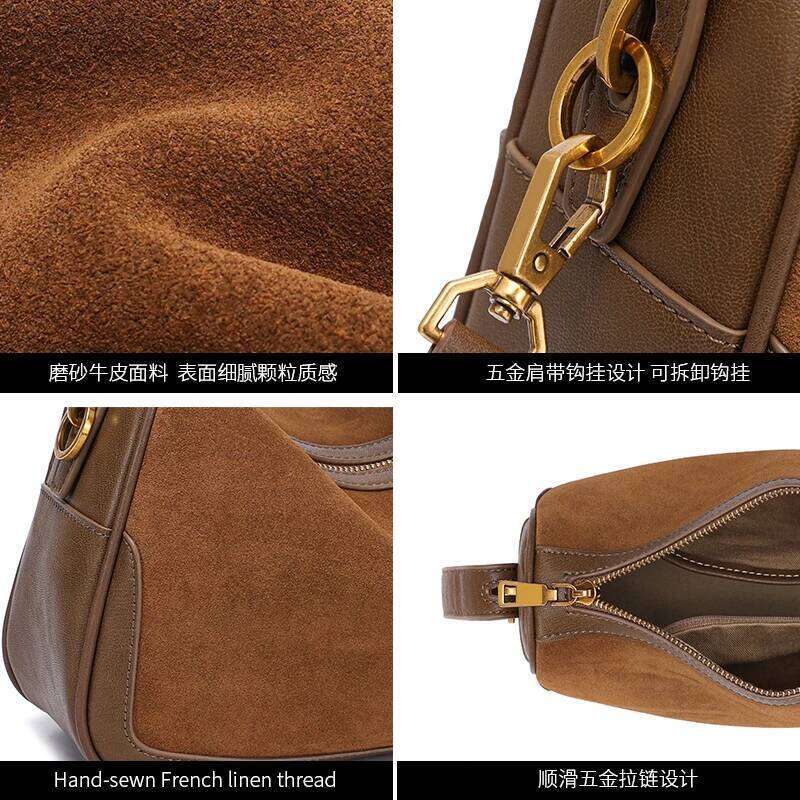 New 2025 Winter Suede Genuine Leather Fashion Luxury Bag Niche Designer Women Temperament Shoulder Handbags