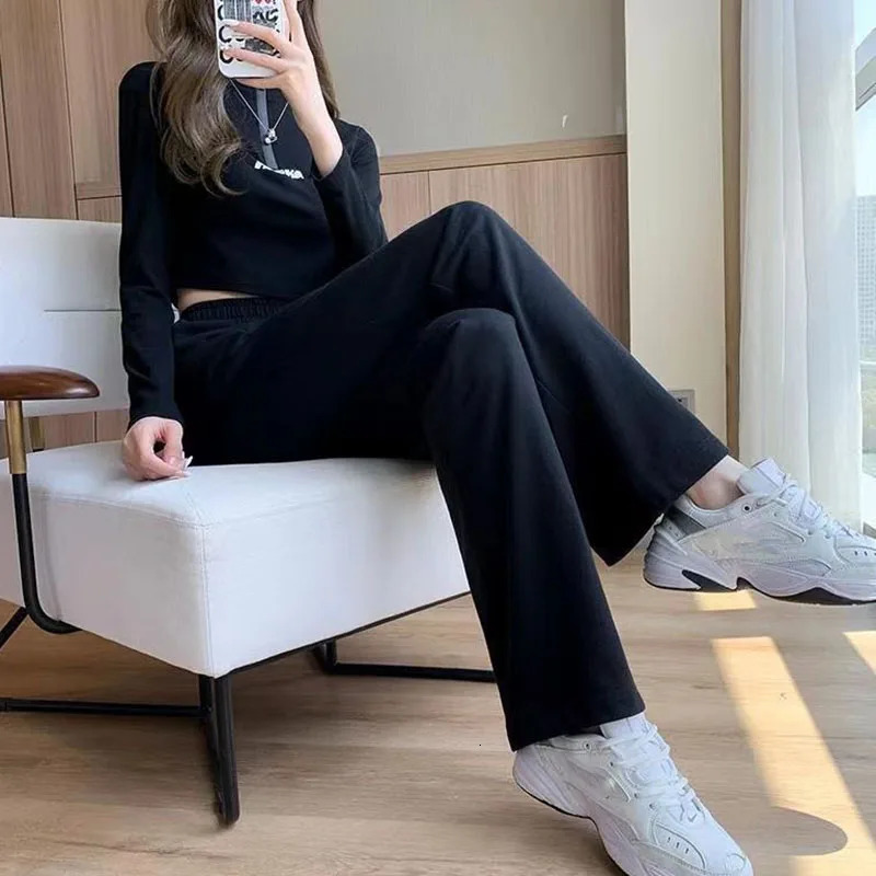 Xpqbb Black Gray Sweatpants for Women Summer Basic Baggy Sports Pants Female Casual Allmatch Joggers Straight Pants 251027