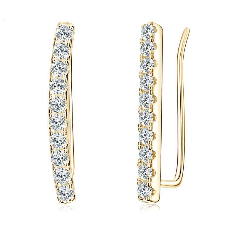 Fine Jewelry Original 925 Sterling Silver Long Ear Cuff D030CT Moissanite Bar Earrings for Women Girls