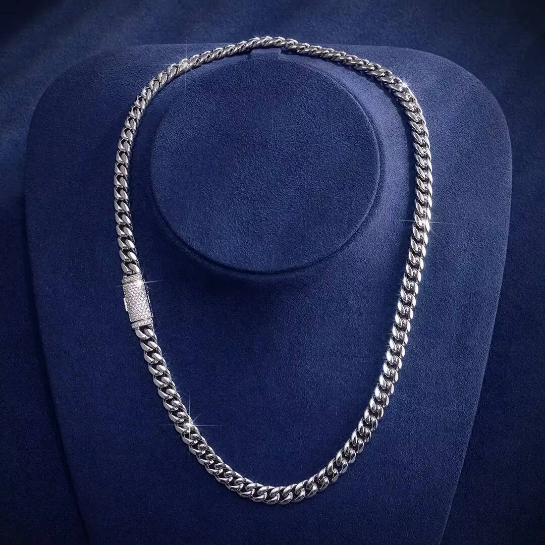 Custom 925 Sterling Silver Necklace Miami VVS Moissanite Iced Out Men Hip Hop Cuban Link Necklace