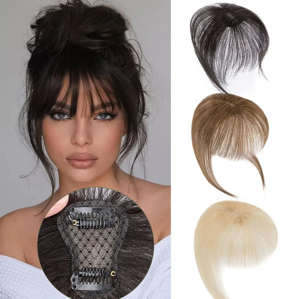 Snoilite 24x315 Fringe Air Bang 100 Human Hair Topper Natural Hairline for Women Clip In Hairpieces 10g Light Bangs 10 251014