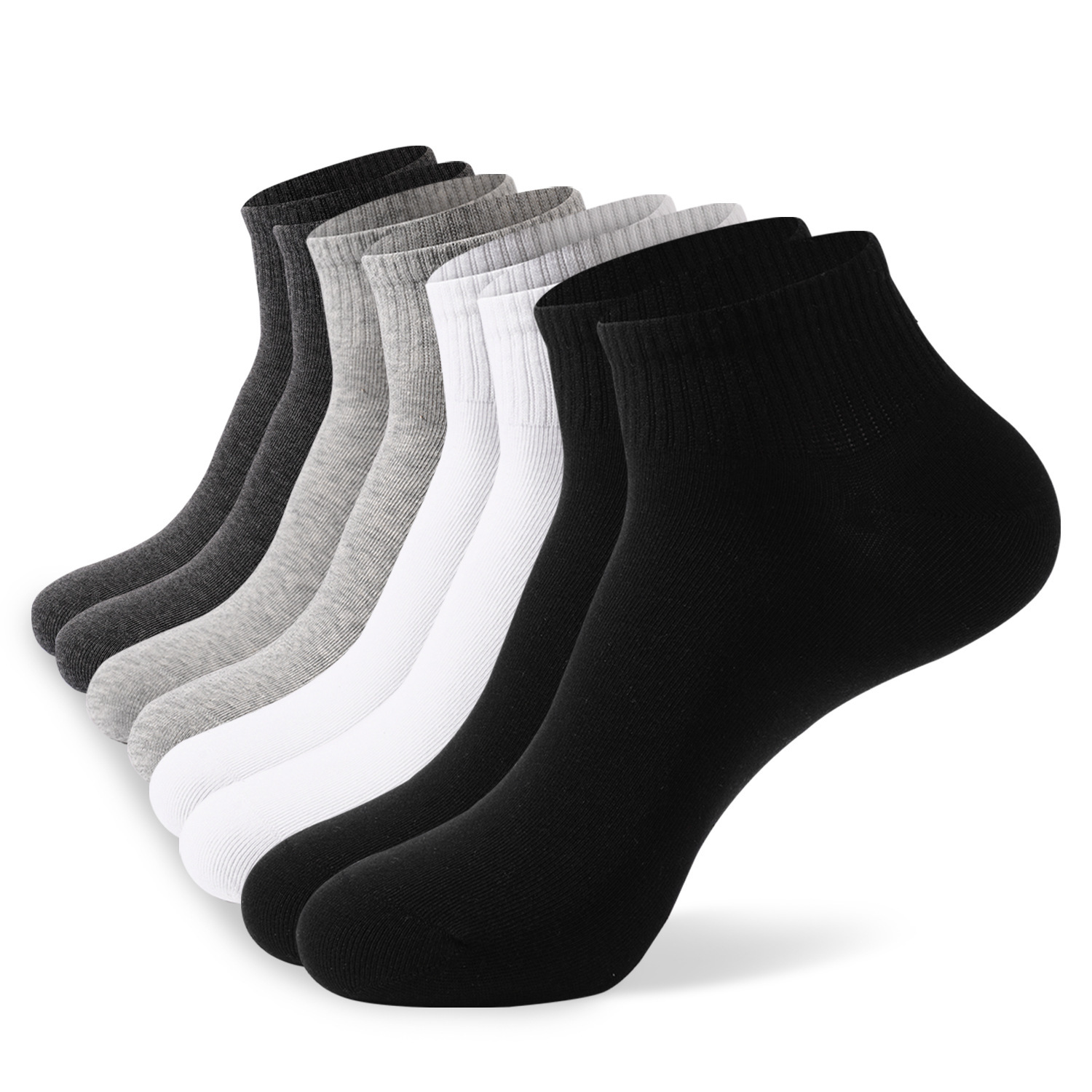 Men's Summer Autumn Black Low-Cut No-Show Sock Odor-Resistant Sweat-Absorbent Athletic Business Casual Invisible Socks with Heel Grip