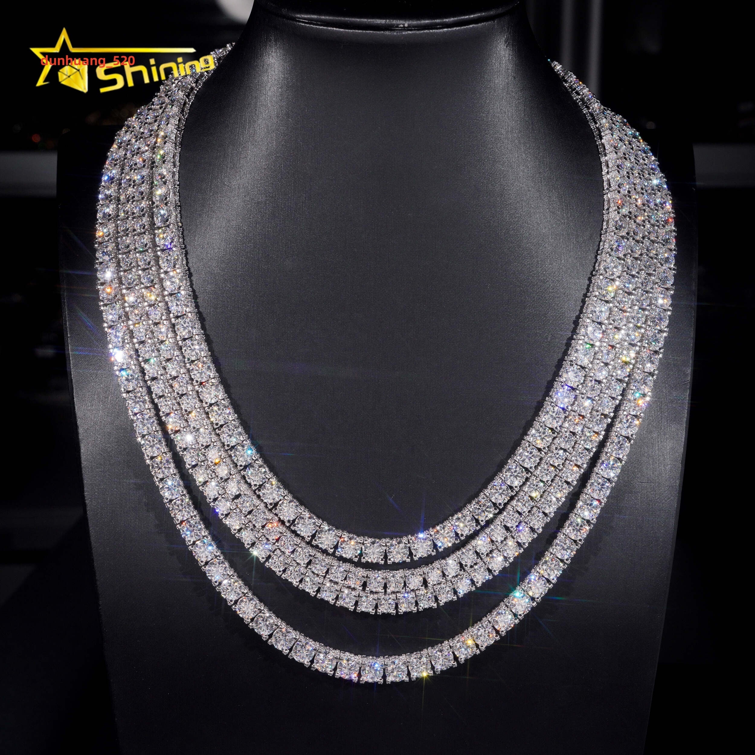 Hip Hop Luxury Classic Necklace 925 Silver 5mm 65mm Iced Out D Color VVS Moissanite Tennis Chain