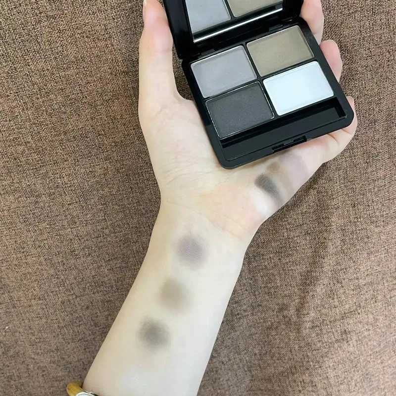 4Color Eyeshadow Palette Gray Black Smoky Matte Pearlescent Shimmer Brightening Base Eye Makeup Primer with Application ToolXJ251027