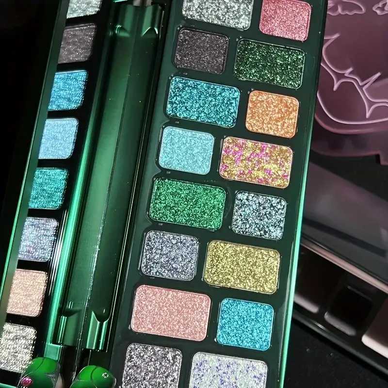16 Colors Full Flash Pearl High Pigment Eyeshadow PaletteGreen Multicolor EyeshadowCreate A High Cold Deep Look CarnivalXJ251027