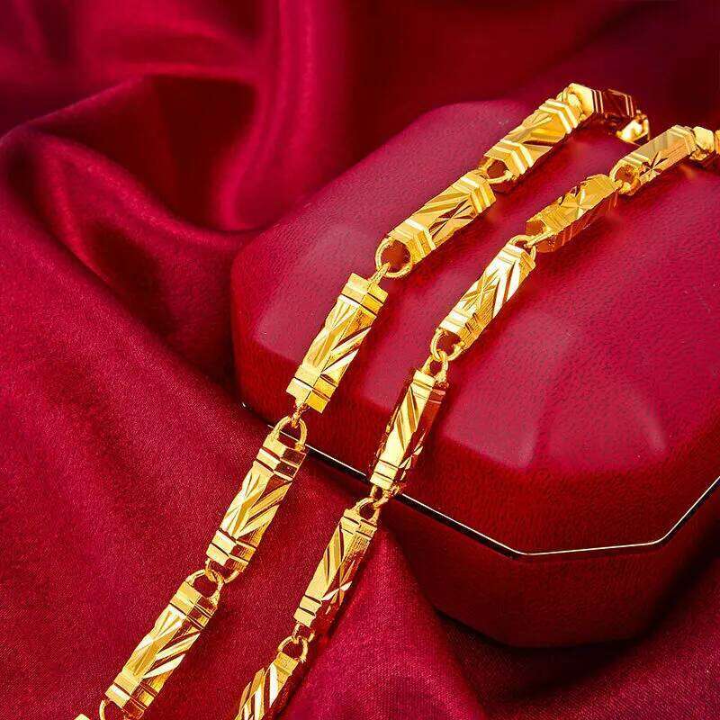 Hip Hop Style Gold Plated Color 6mm-8mm Hexagonal Men's Fashion Necklace Jewelry Party Birthday Gift