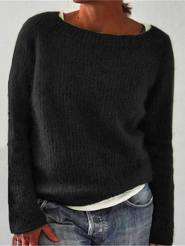 Lady Solid Knit Sweater Casual O Neck Long Sleeve Pullovers Sweaters Top For Women Fashion Holiday Womens Clothing Autumn WinterT251027
