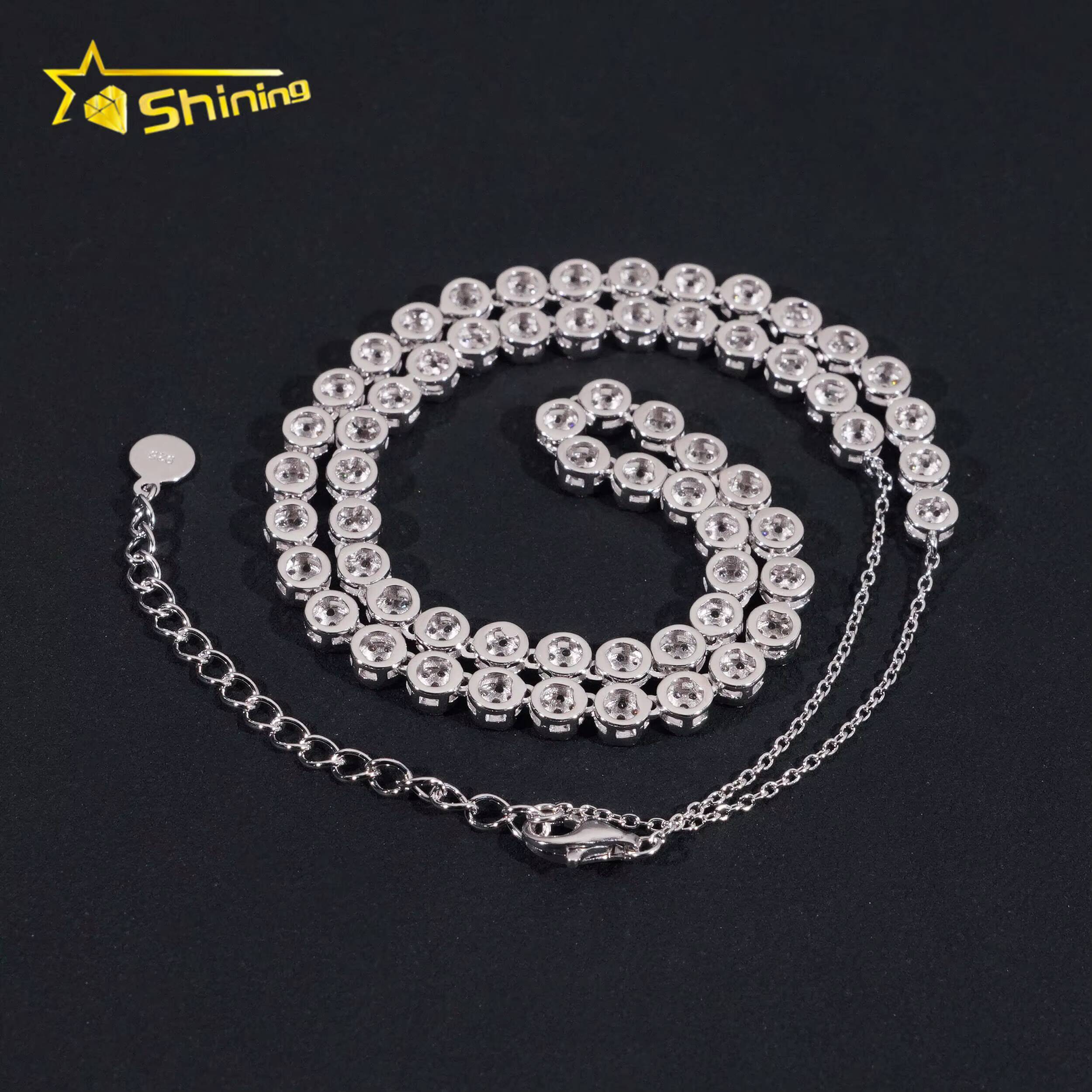 Fine Jewelry Ladies Necklace Men Women 925 Silver 44MM Width Moissanite Tennis Necklace Custom Hip Hop Iced Out Necklaces