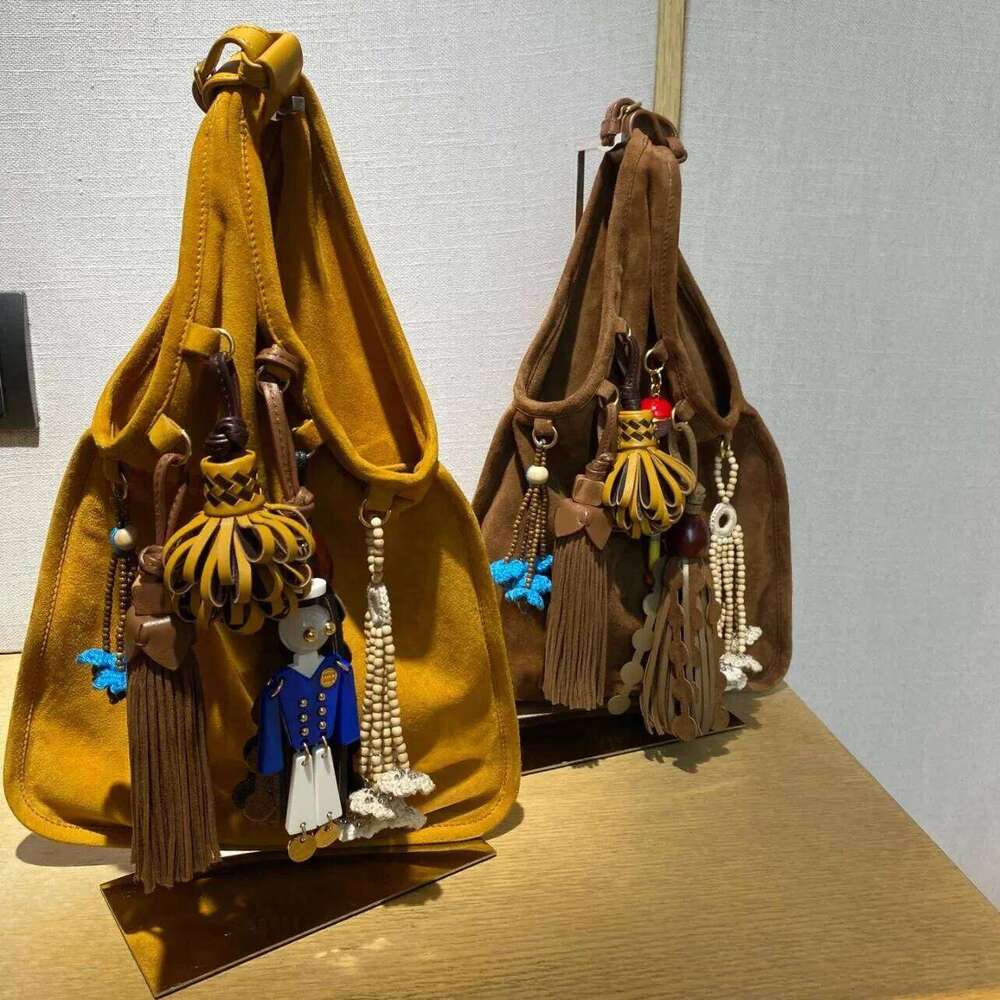 NEW Faux Suede Hobos Bags For Women Designer Handbag And Purse 2025 New In Woven Handle Beading Tassel Shoulder