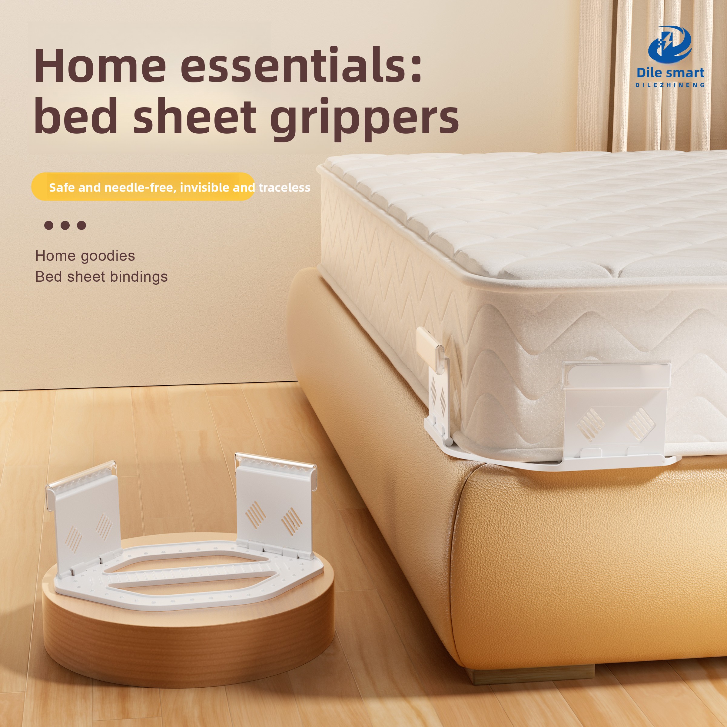 Minimalist Bed Sheet Clips - Anti-Slip for Sheets Bed Skirts Fits Multiple Mattress Types 4-Corner Invisible Design Keeps Sheets Secure & In Place-S80