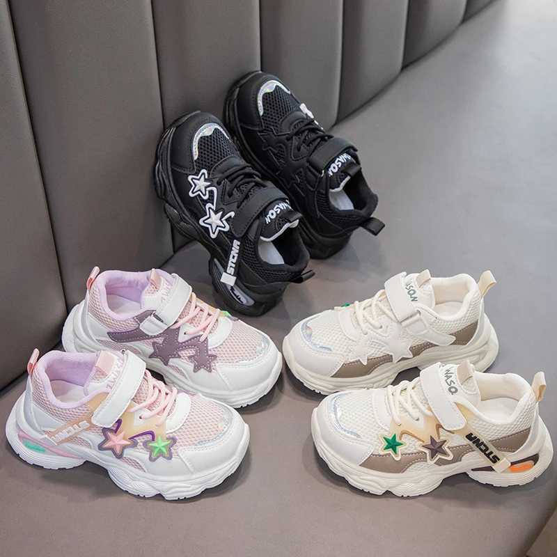Students Running Shoes Thick Soft Sole Kids Sports Shoes Mesh Breathable 2024 New Fashion Boys Girls Sneakers with Stars Casual Z251027