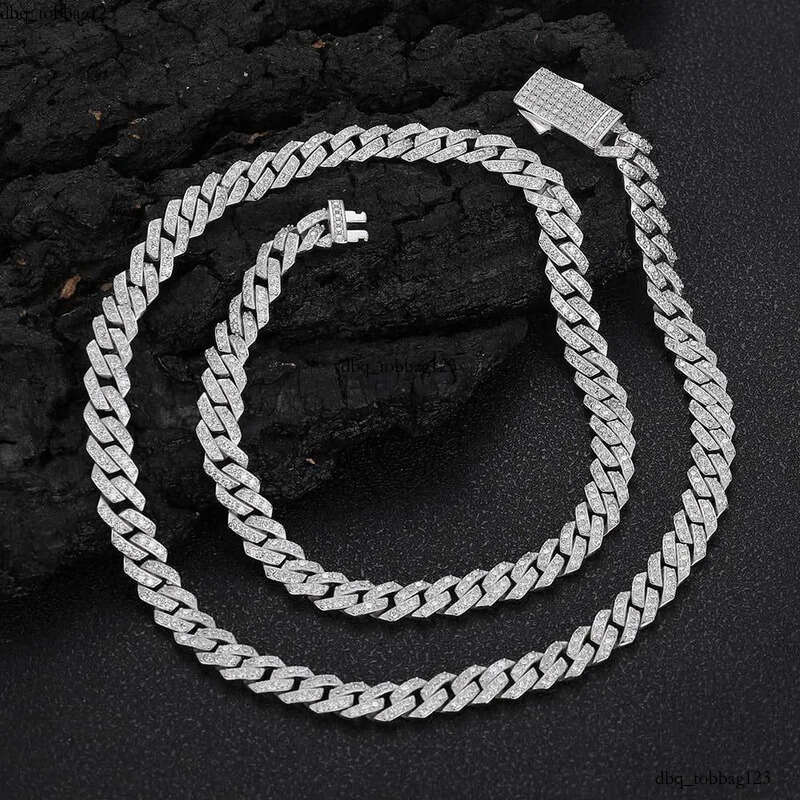 Width 8mm 16-24inch S Sterling Sier Pass Test Moissanite Dia Cuban Chain Necklace 7/8/9inch Bracelet Links Jewelry For Men Women Nice Gift
