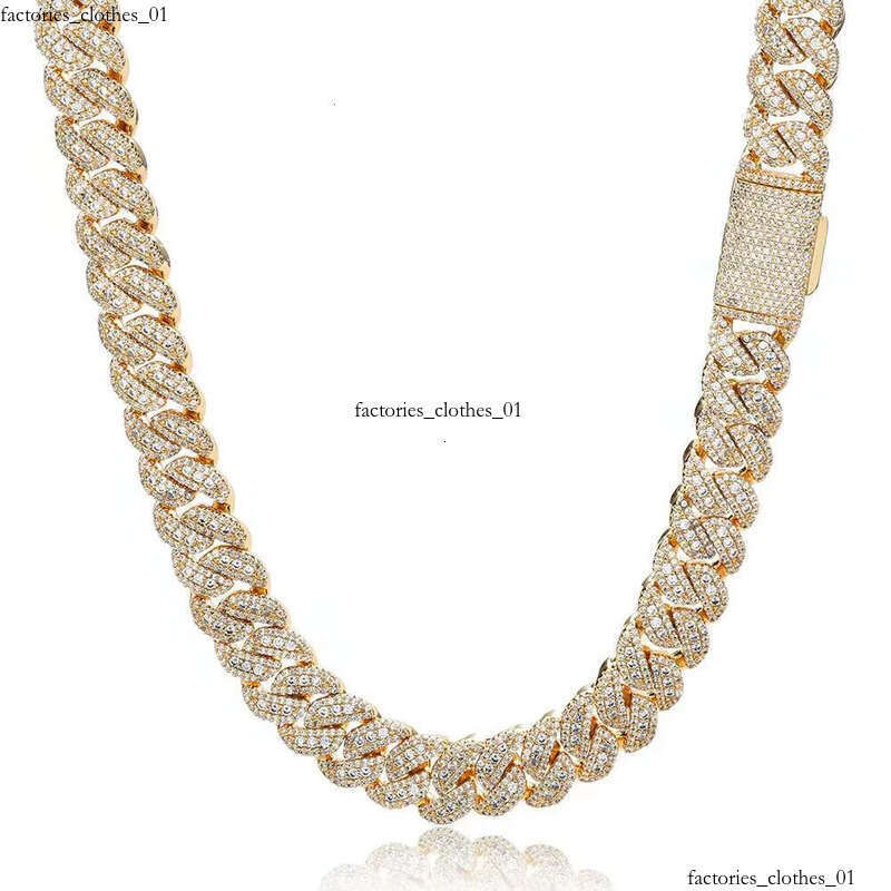 NUOYA 14MM Miami Cuban Link Chain Necklace Custom Iced Out Dia Sier Plated Hip Hop Jewelry