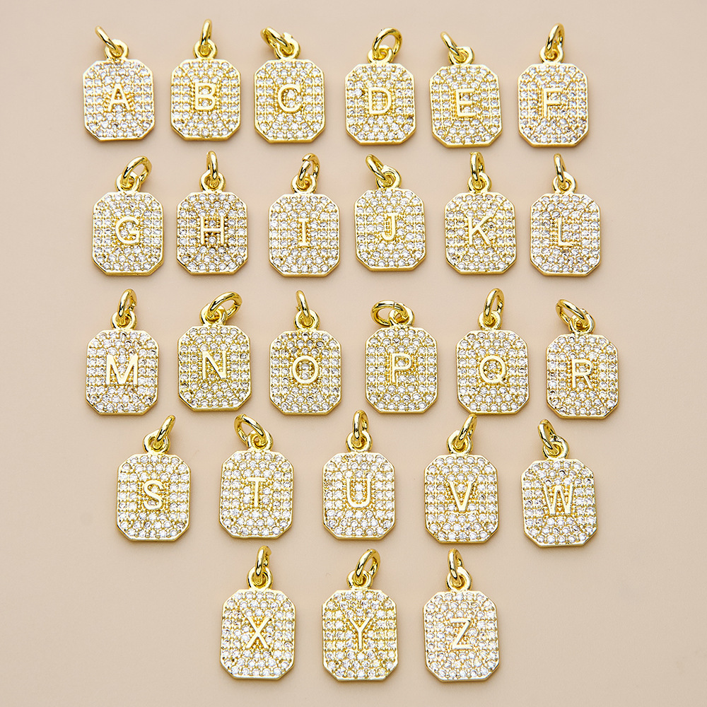 Gold necklace Designer necklace Copper Inlaid Zircon 26 English Alphabet Pendant Creative Personality Square Letter Jewelry Accessories free shipping