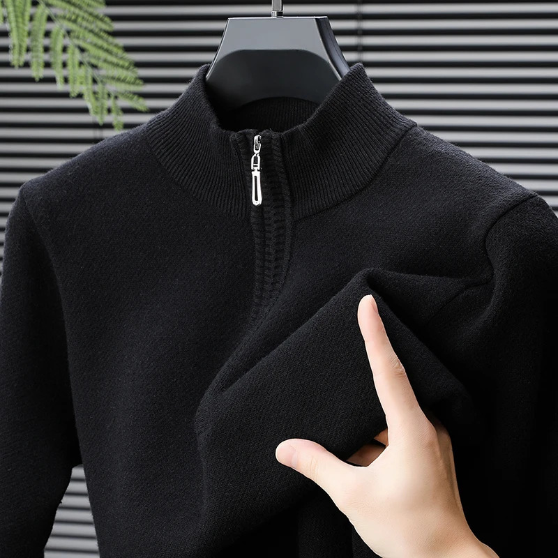 Sweatwear Mens Turtlenecks Sweaters Knit Pullovers Solid Color Long Sleeved Sweater Male Oversize Zipper Basic Coats Jumper 251016